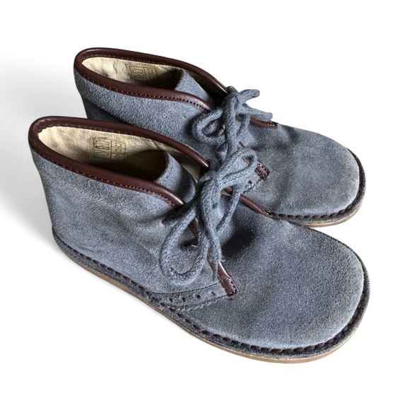 Jacadi Other - Jacadi Paris Gray Suede Desert Boots Toddler Chukka Shoes with Brown Trim EU 28